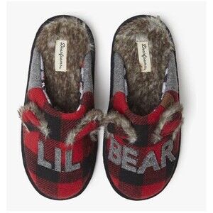 Dearfoams Kids Unisex Slipper Lil Bear Plaid US 5-6 Toddler